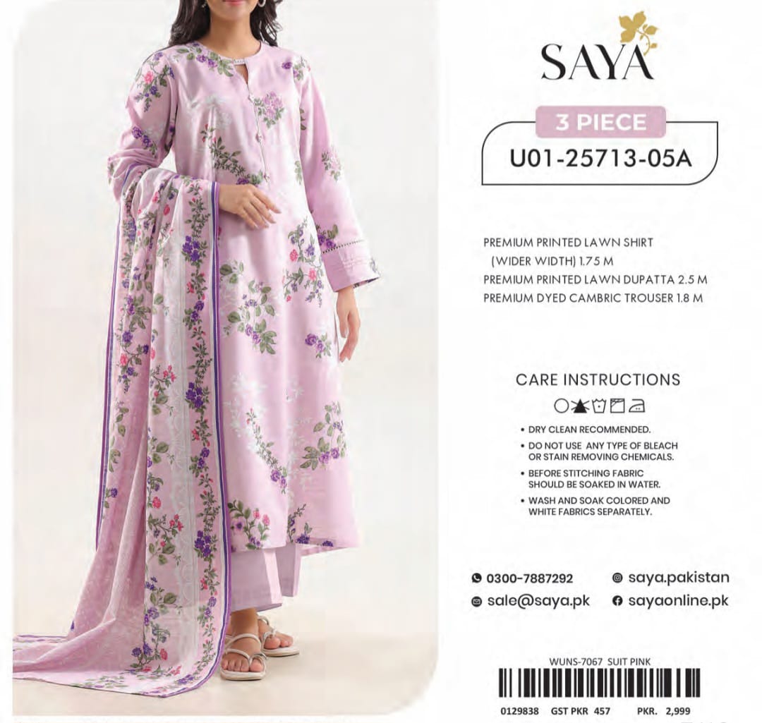 saya 3 piece printed lawn suit summer edition (sylb 111111) saya 3 piece printed lawn suit summer edition (sylb 111111)