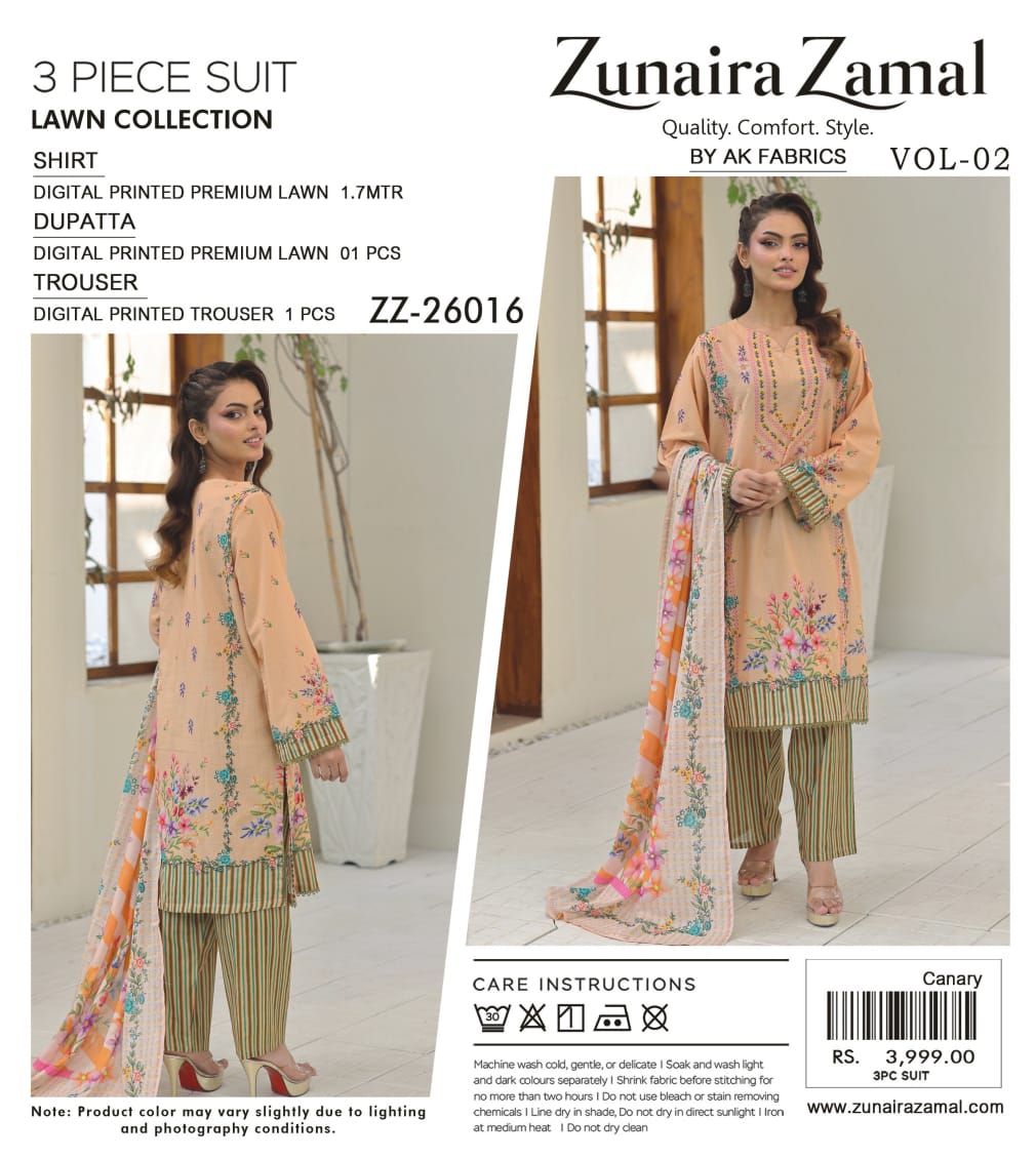 zunaira zamal 3 piece printed lawn suit (zzlb 987401) zunaira zamal 3 piece printed lawn suit (zzlb 987401)