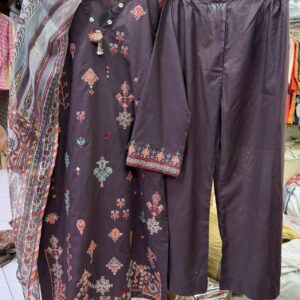 alkaram 3 piece embroidered lawn stitched suit premium fabric aklb 0018