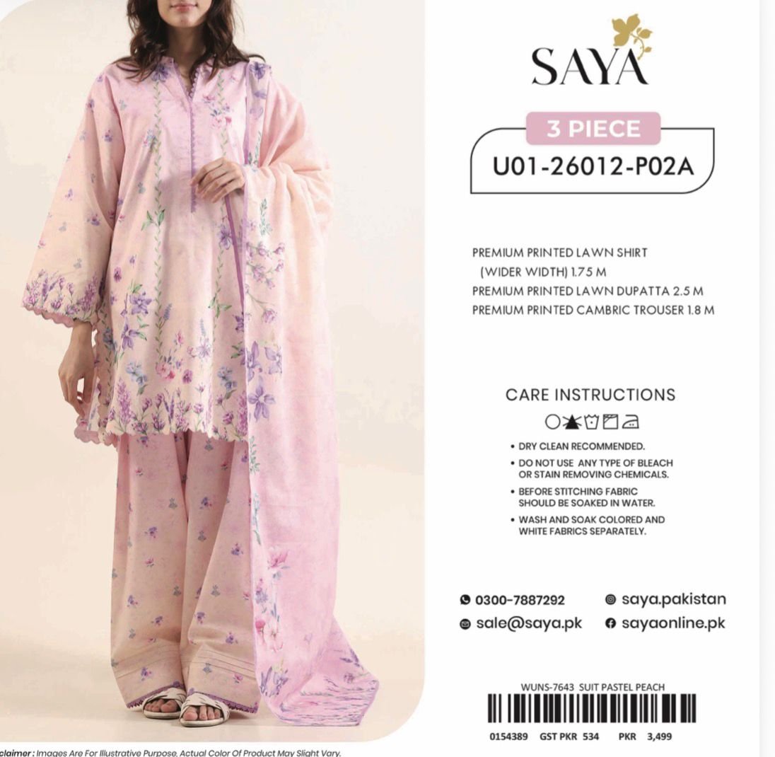 saya luxury printed unstitched lawn 3 piece suit – premium summer collection for women saya luxury printed unstitched lawn 3 piece suit – premium summer collection for women