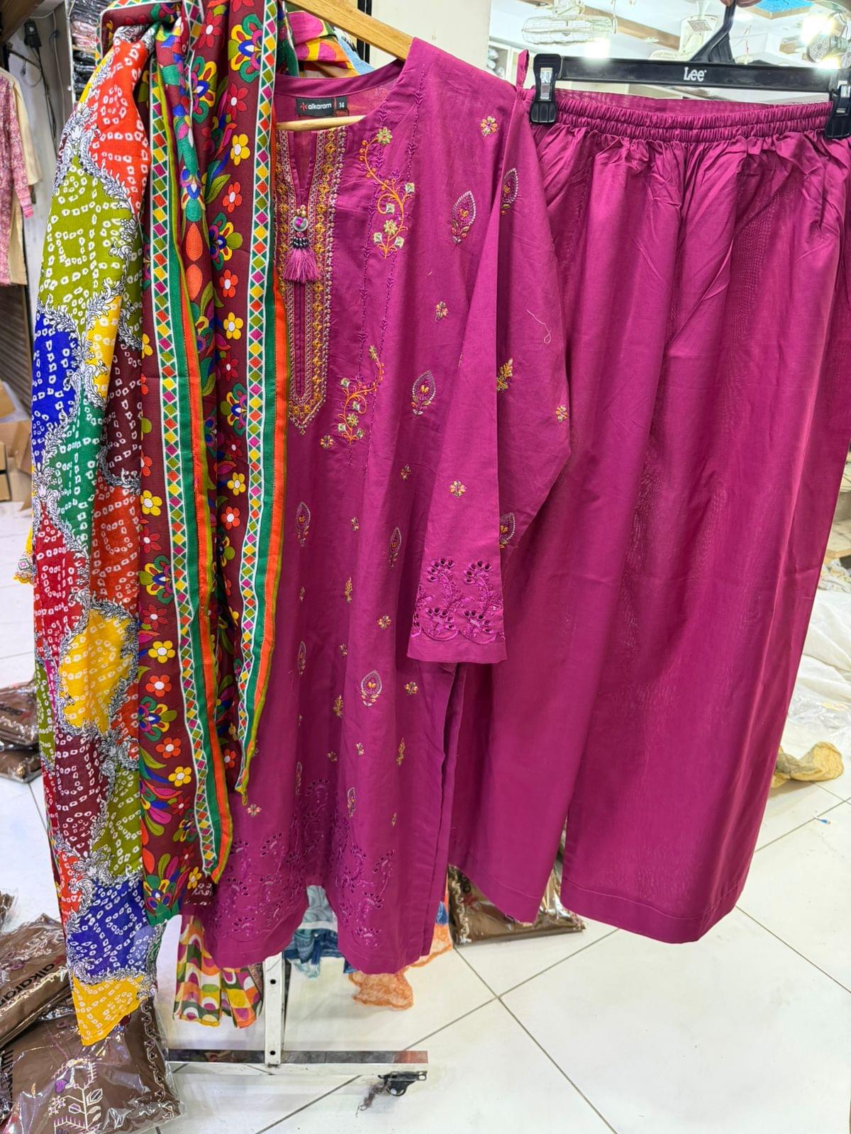 alkaram 3 piece embroidered lawn stitched suit premium fabric aklb 0018